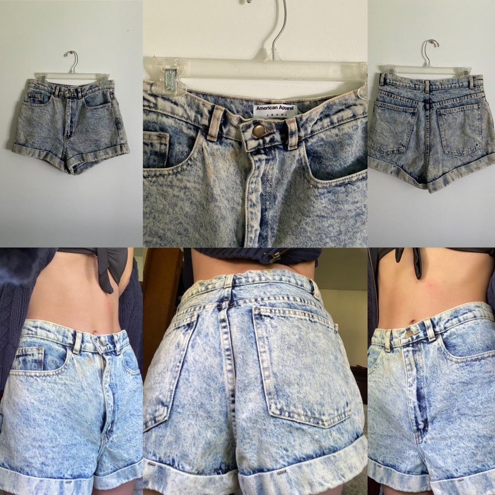 American apparel high waisted acid wash shorts